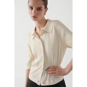COS Cream Button-Up Cardigan